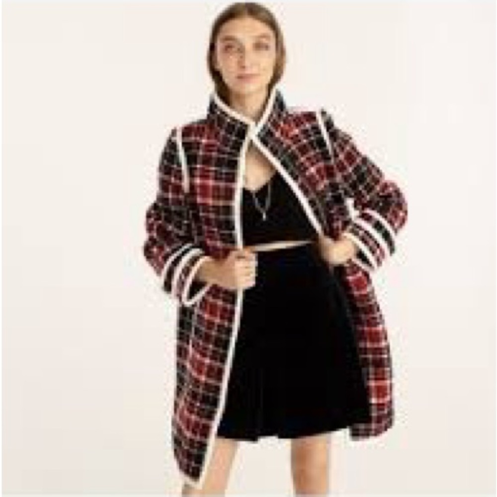 BRAND NEW JCrew Collection car coat in winter plaid Italian stadium-cloth wool. - Picture 2 of 16